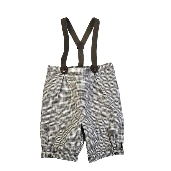 Janie And Jack Suspender Knikers Baby 12 - 18 Mos Brown Short Pants Party Retro - Picture 1 of 11